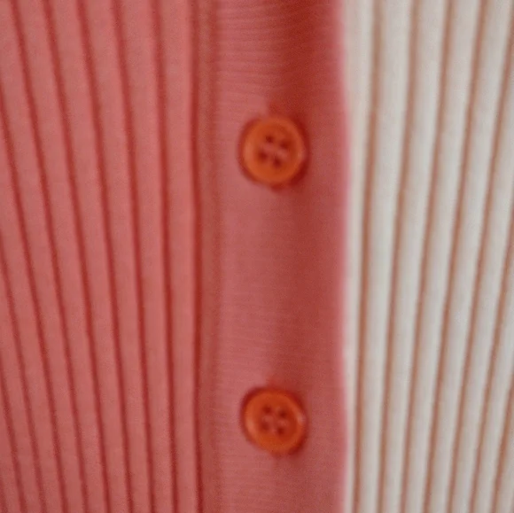 Staud Shoko Colorblock Bittersweet peach button up sweater dress size small - Picture 9 of 13